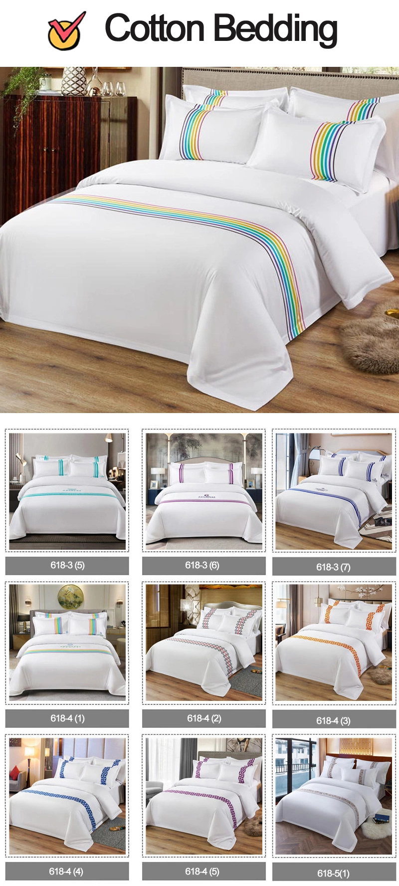 Factory Bed Linen Wholesale 100% Cotton Motel Linen, Bedclothes King Size Sheets for Hotel