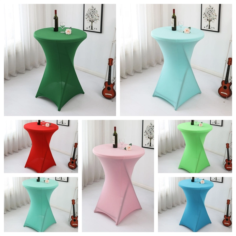 Round Fitted Stretch Cocktail Spandex Bistro Cocktail Bar Table Cover with Top Cover Stretch Tablecloths for Wedding Party Table Cover