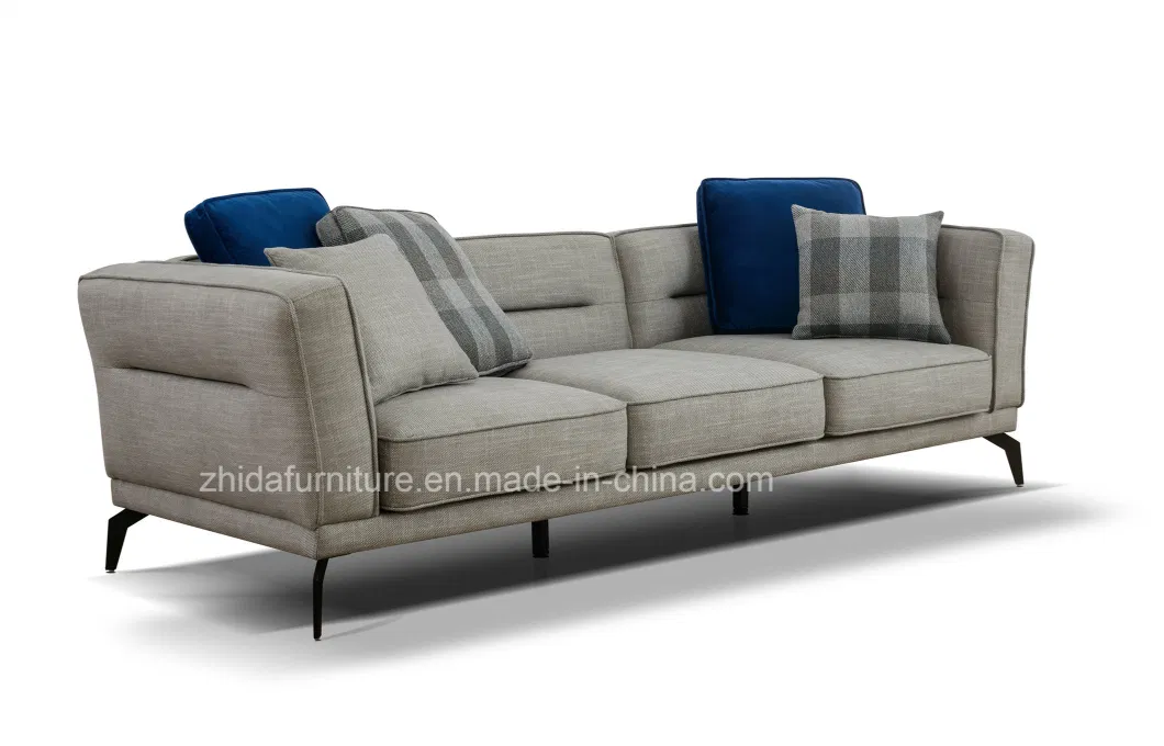 Zhida High Quality Factory Wholesale Price Modern Home Furniture Sectional Sofa Set Villa Living Room Metal Leg Fabric L Shape Sofa Couch for Hotel Project