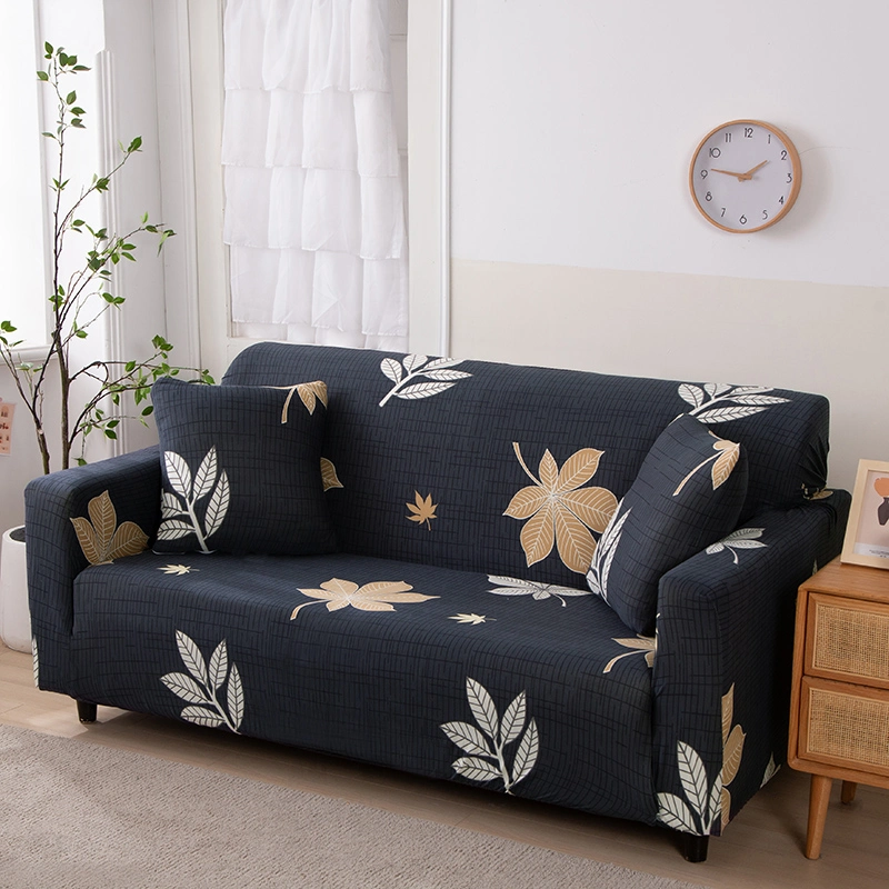 Luxury Waterproof Dark Green Leaves Printed 1/2/3/4 Seaters Stretch Sofa Cover