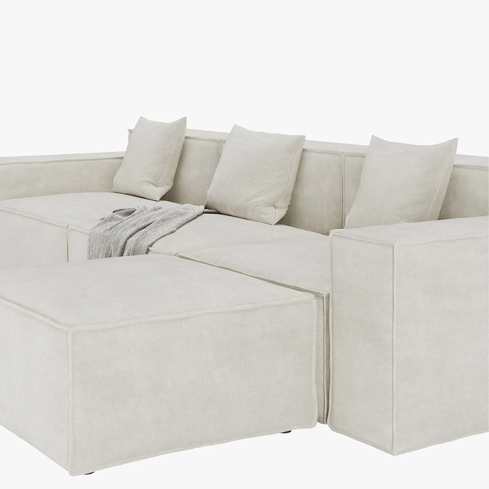 115.75 Modular Sofa with L-Shape Sofa with Track Arm, Deep Seater Couch, Anti-Scratch and Water-Proof, Beige