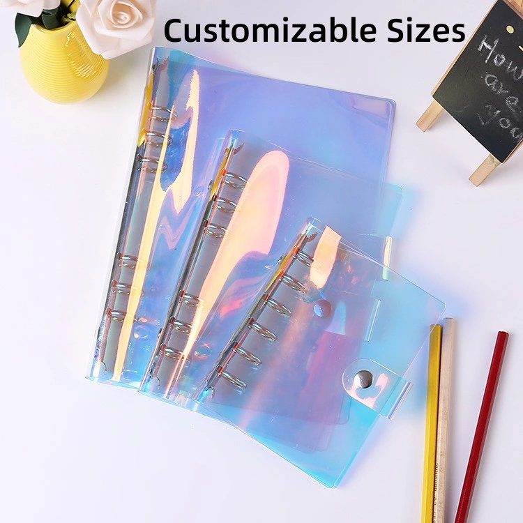 A5 Size Iridescent PVC Covers for Loose-Leaf Journal Note Book Notebook Diary Wholesale Stationery 6 Rings Binder Case, Binder Cover (without inner pages)