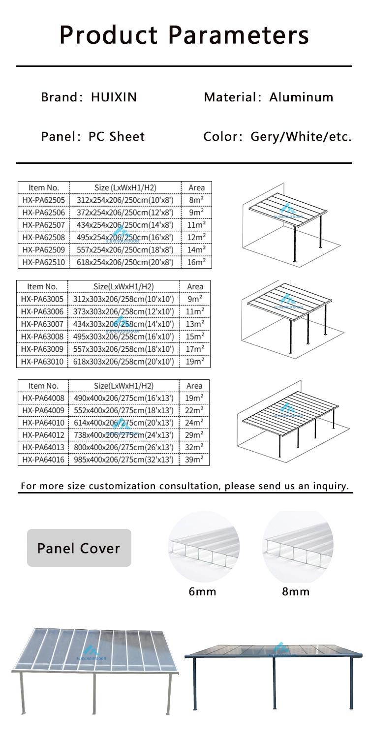 Powder Coating Aluminium Patio Cover Outdoor Aluminum