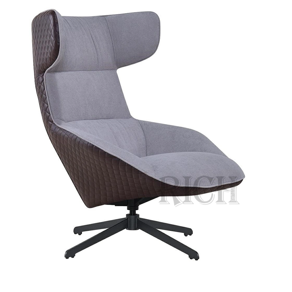 High Wingback Lounge Sofa Chair with Stool Swivel Leisure Chair