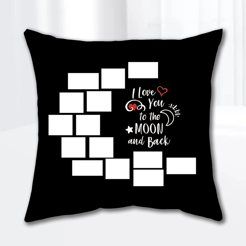 Fast Shipping Sublimation Blanks Panel Pillow Case Black and White Heart Photo Panel with Zipper and Pocketfor Printing Sofa Couch No Pillow Insert