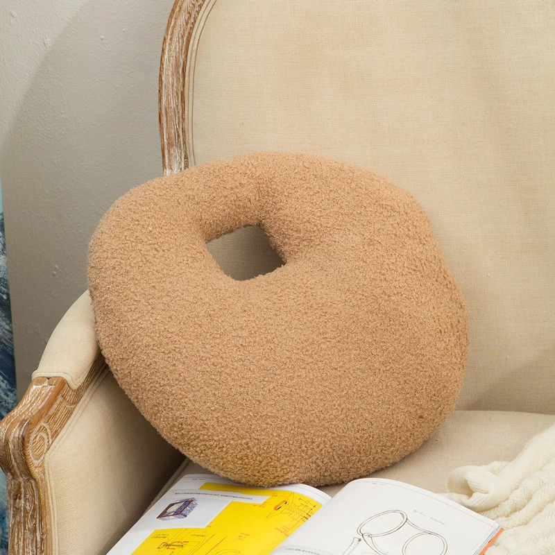 Irregular Shape Teddy Fluffy Wave Bag U-Shape Seat Pad Plush Cream Beige Mustard Brown Pillow Cushion