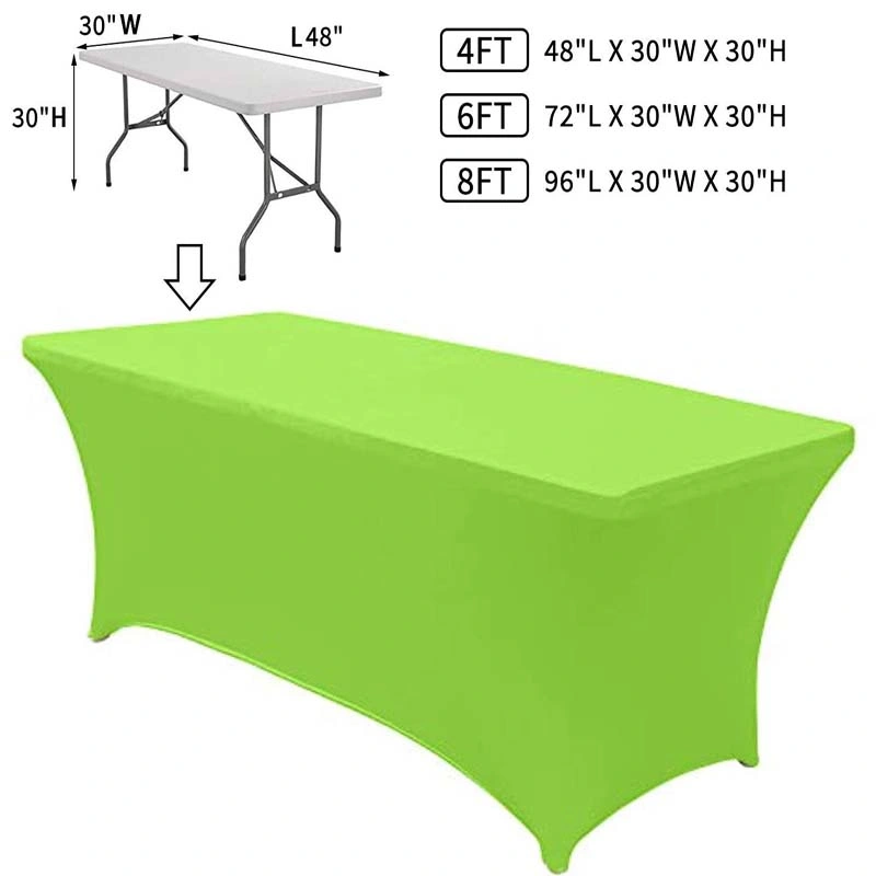Oblong Stretch Spandex Table Covers Apple Green 8FT/96&quot;L X 30&quot;W X 30&quot;H Polyester for Folding Tables