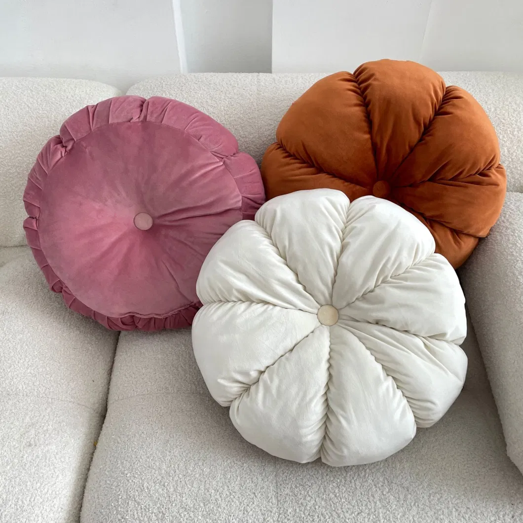 Handmade Pleated Sofa Cushion Velvet Pumpkin Cushion Futon Office Chair Cushion Bay Window Pillow