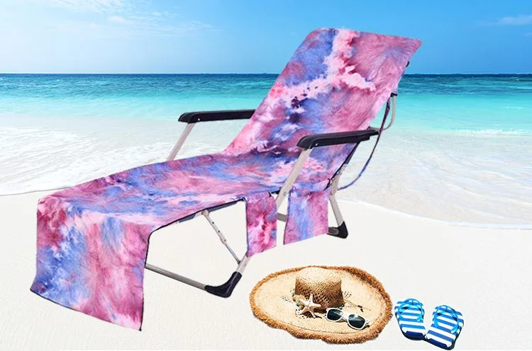 Extra Absorbent Fluffy Printed Microfiber Extra Large Lounger Cover with Pockets