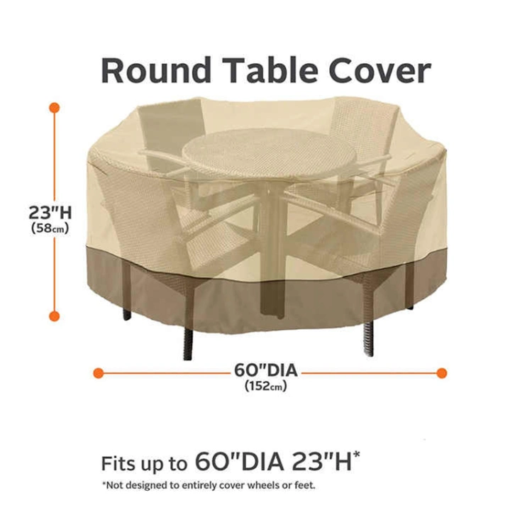 Outdoor Patio Furniture Covers Waterproof UV Resistant Anti-Fading Table Cover for Round Chair Set