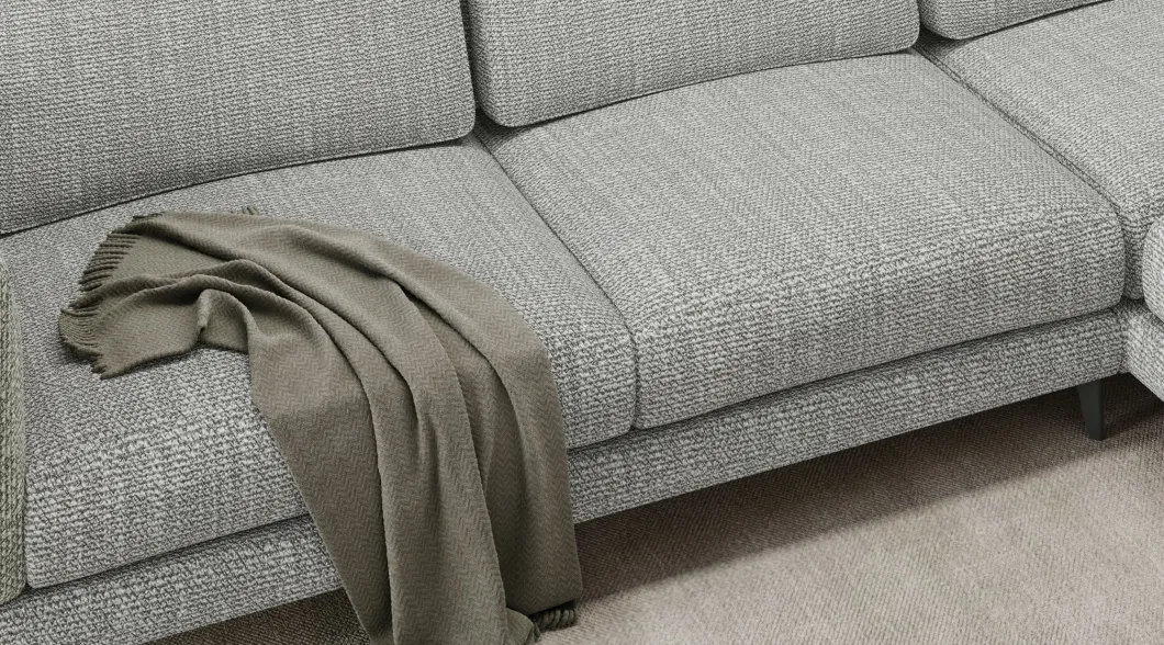 111.02&quot; Sectional Sofawishl-Shaped Sofa with Track Arm, Linen Fabric, Removable and Washable