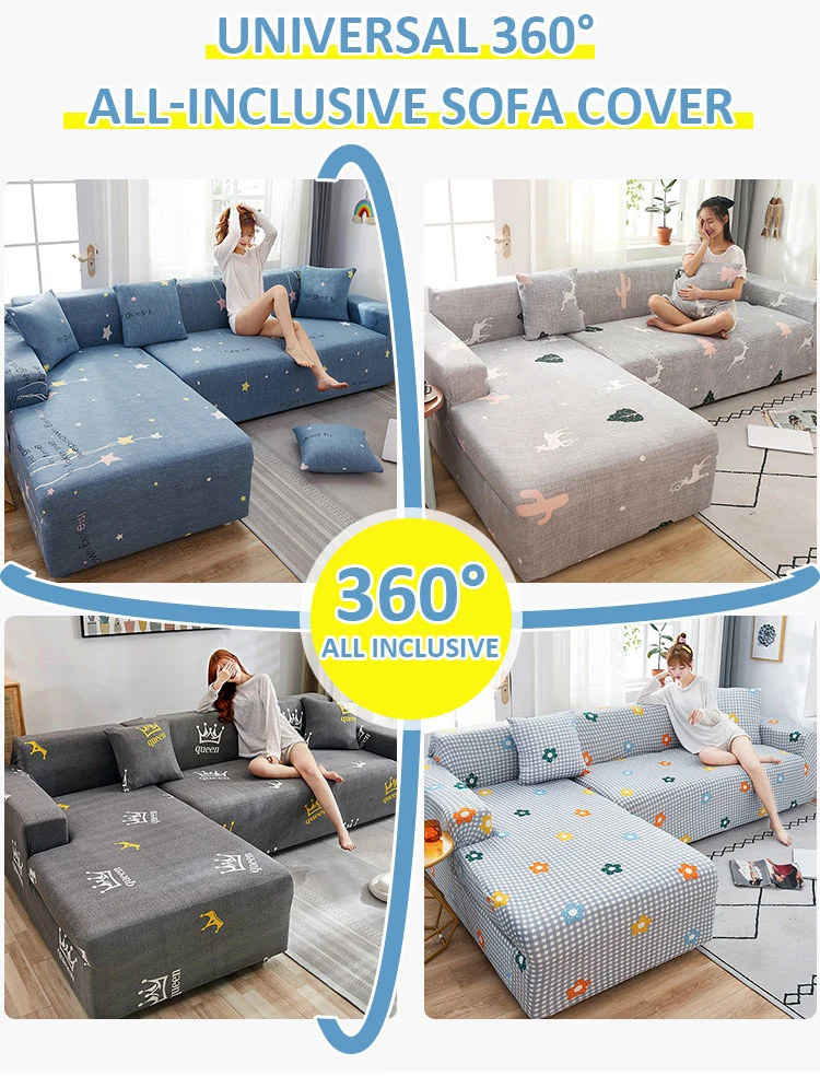 Luxury Solid Color Elastic Sofa Cover Water Proof Living Room L Shape Streachable Sofa Cover