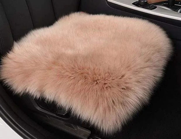Brown Sheepskin Seat Cushion Cover Winter Cameo