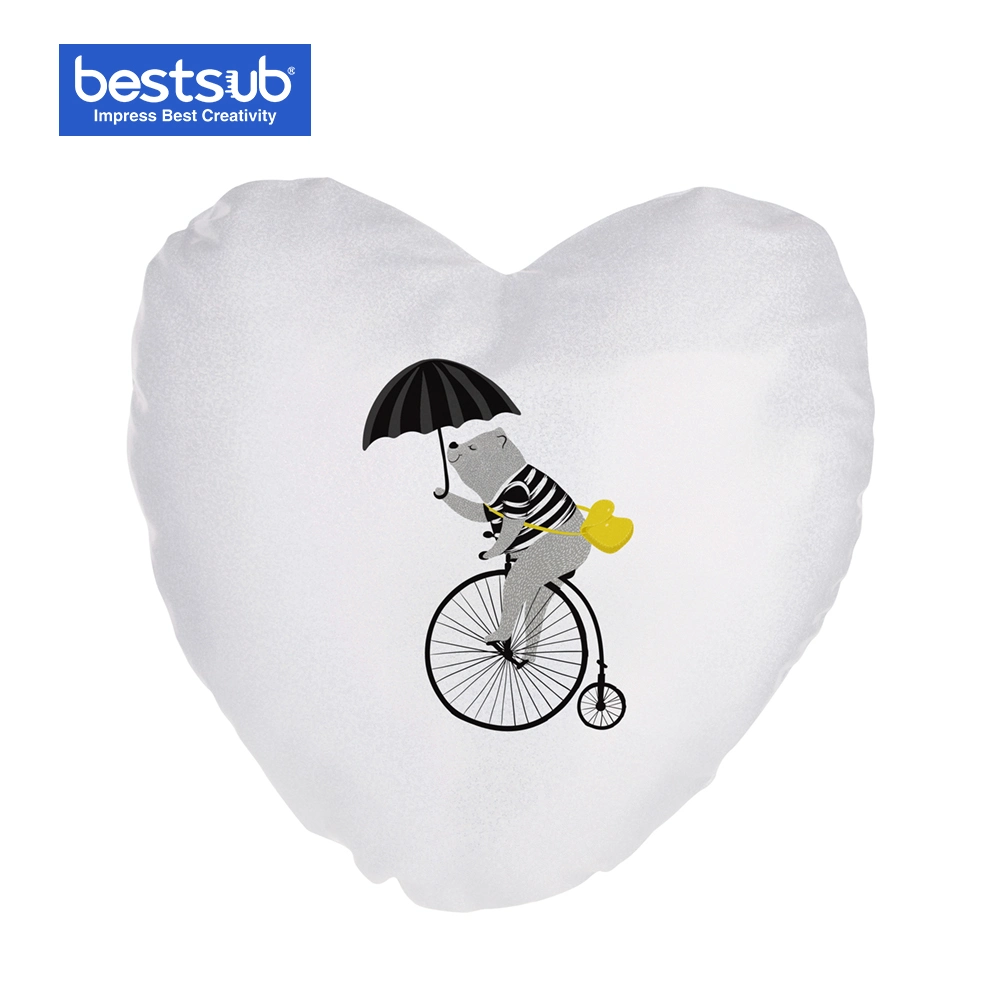 Bestsub Sublimation Glitter Heart Shape Pillow Cushion (40*40cm, White)