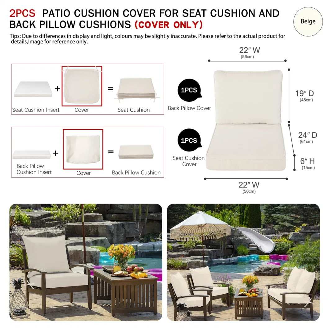 Light Grey Outdoor Furniture Garden Chair Sofa Seat Back Cushion Cover