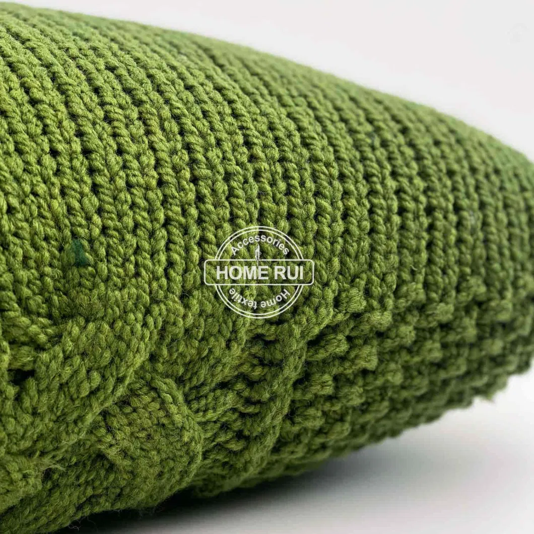 Olive Knit Decorative Throw Pillow Cover Cable Knit Braide Sweater Square Warm Pillowcase Cover for Couch, Bed, Home Accent Decor Chushion