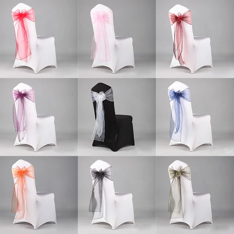 Organza Cheap Wedding Chair Sashes Tulle Wedding Banquet Decorative Chair Sashes