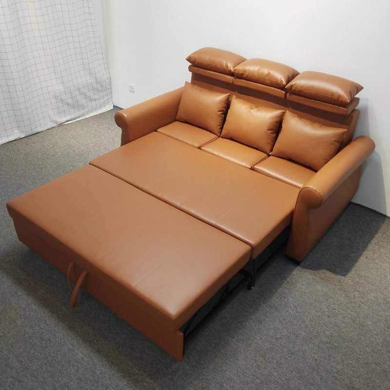 Wholesale Modern Design Functional Home Furniture Leather Pull out Recliner Folding 3 Seater Sofa Bed