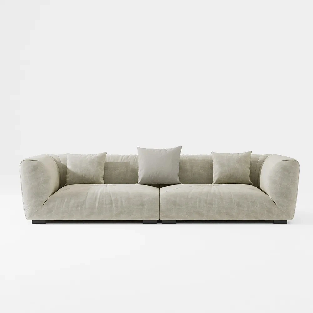 118.11&quot; Minimalist Couch with Roll Armwishdeep Seat Sofa, Anti-Scratch and Water-Proof Fabric, Beige