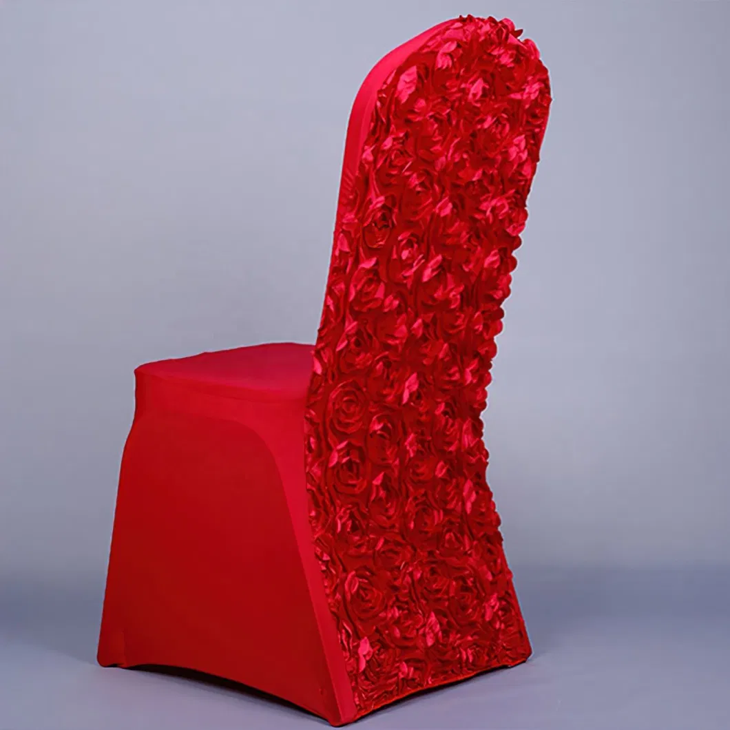 Luxury Rosette Flower Universal Ivory Spandex Chair Cover Seat Covers for Wedding Banquet Chair