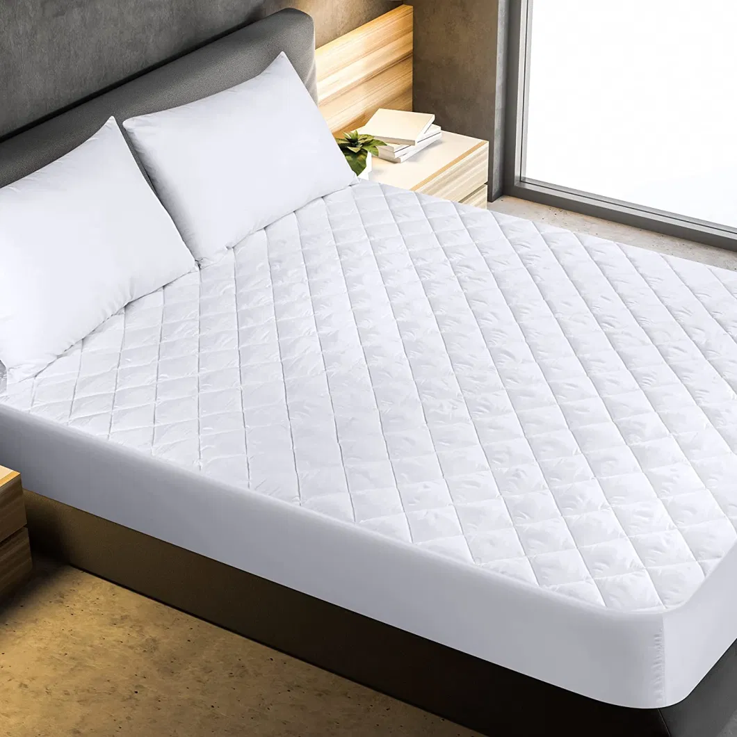 China Supplier Wholesale Teflon Treatment Polyester Fiberfill Custom Diamond Design Quilted Home / Hotel Bed Sofa Mattress Pad Protector