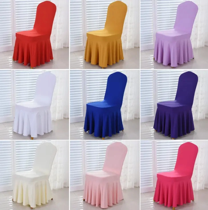 Wholesale Hot Sale Pleated Skirt Spandex Chair Cover with Skirt for Wedding Banquet