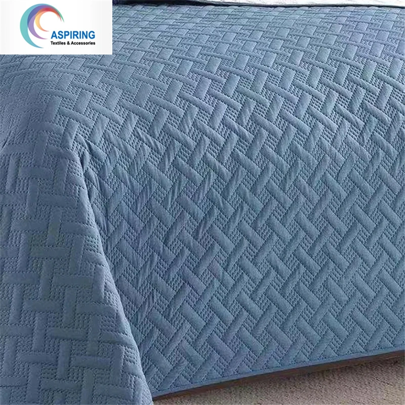 Prinyed Quilted 3 Piece Embossed Bedspreads Sets Ultrasonic / Autosonic Quilted Bed Cover and Comforter &amp; Quilts