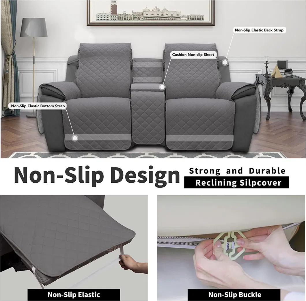 Loveseat Recliner Cover with Console Non-Slip Cover for Dual Loveseat Recliner Split Reclining Cover Recliner Furniture