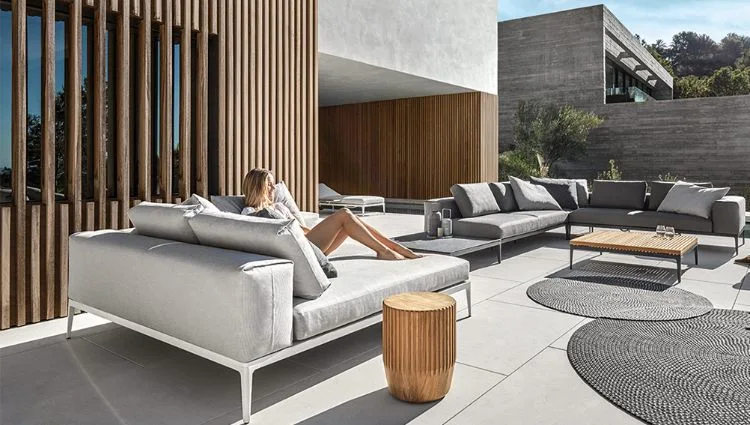Outdoor Home Garden Luxury Furniture Aluminium Wood Sectional Waterproof Sofa