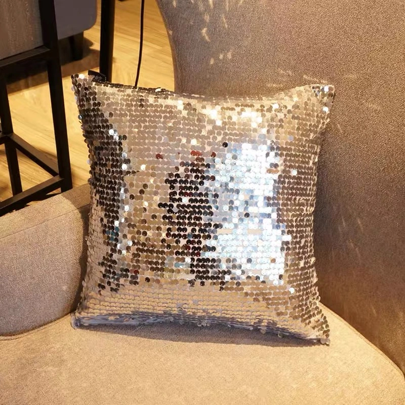 Amazon Hot Plain 3D Glitter Reversible Sequin Sofa Couch Throw Pillow Cushion Cover