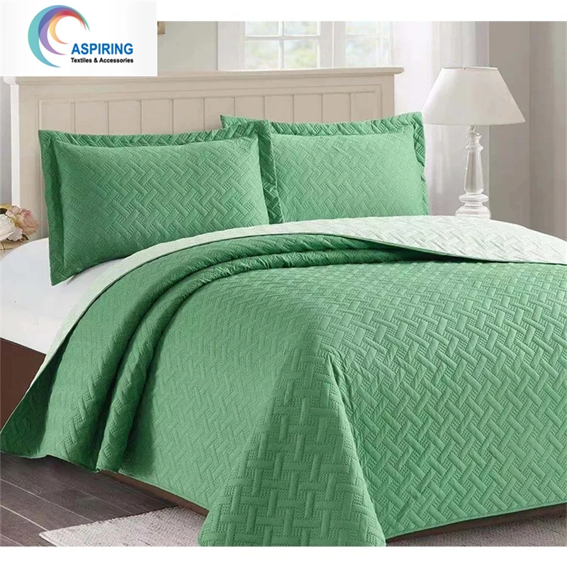 Prinyed Quilted 3 Piece Embossed Bedspreads Sets Ultrasonic / Autosonic Quilted Bed Cover and Comforter &amp; Quilts