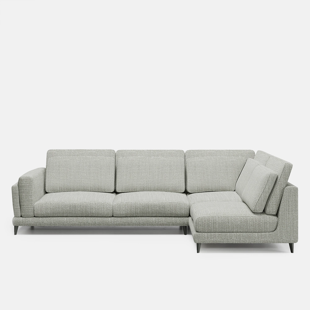 111.02&quot; Sectional Sofawishl-Shaped Sofa with Track Arm, Linen Fabric, Removable and Washable