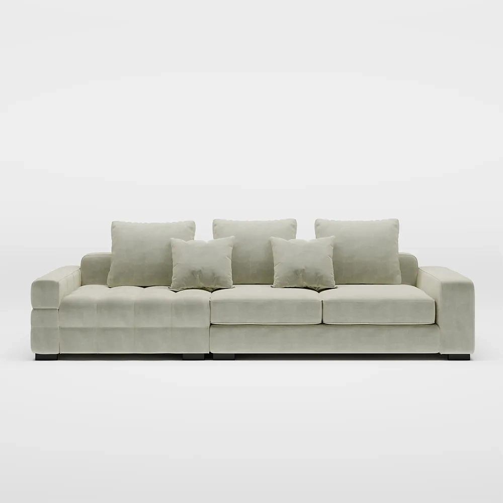 114.17&quot; Minimalist Sofawishtrack Arm Sofa, Deep Seat Couch, Anti-Scratch and Water-Proof Fabric, Beige