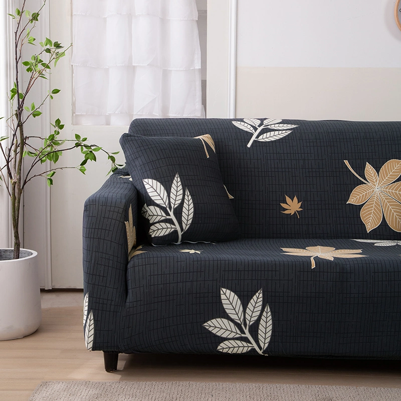 Luxury Waterproof Dark Green Leaves Printed 1/2/3/4 Seaters Stretch Sofa Cover