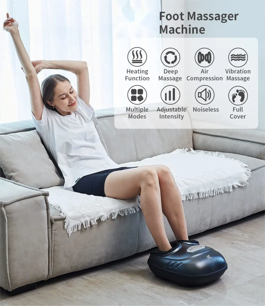 Shiatsu Foot Massager Machine with Soothing Heat, Deep Kneading Therapy, Air Compression, Improve Blood Circulation and Foot Wellness