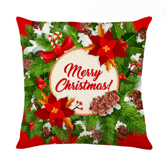 Hot Sales Red and Green Christmas Pillow New Year Sofa Decorative Cushion Cover for Holiday and Decor