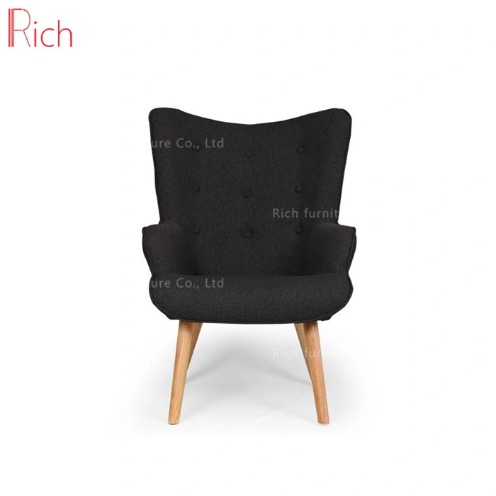 Wholesale Fabric Black Lounge Wingback Chair Backrest Armchair