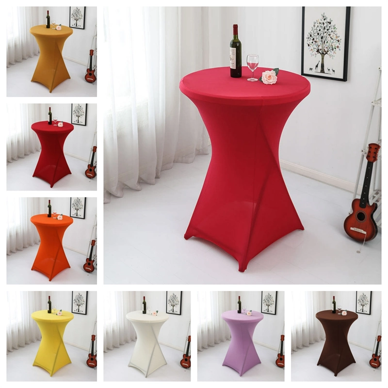 Round Fitted Stretch Cocktail Spandex Bistro Cocktail Bar Table Cover with Top Cover Stretch Tablecloths for Wedding Party Table Cover