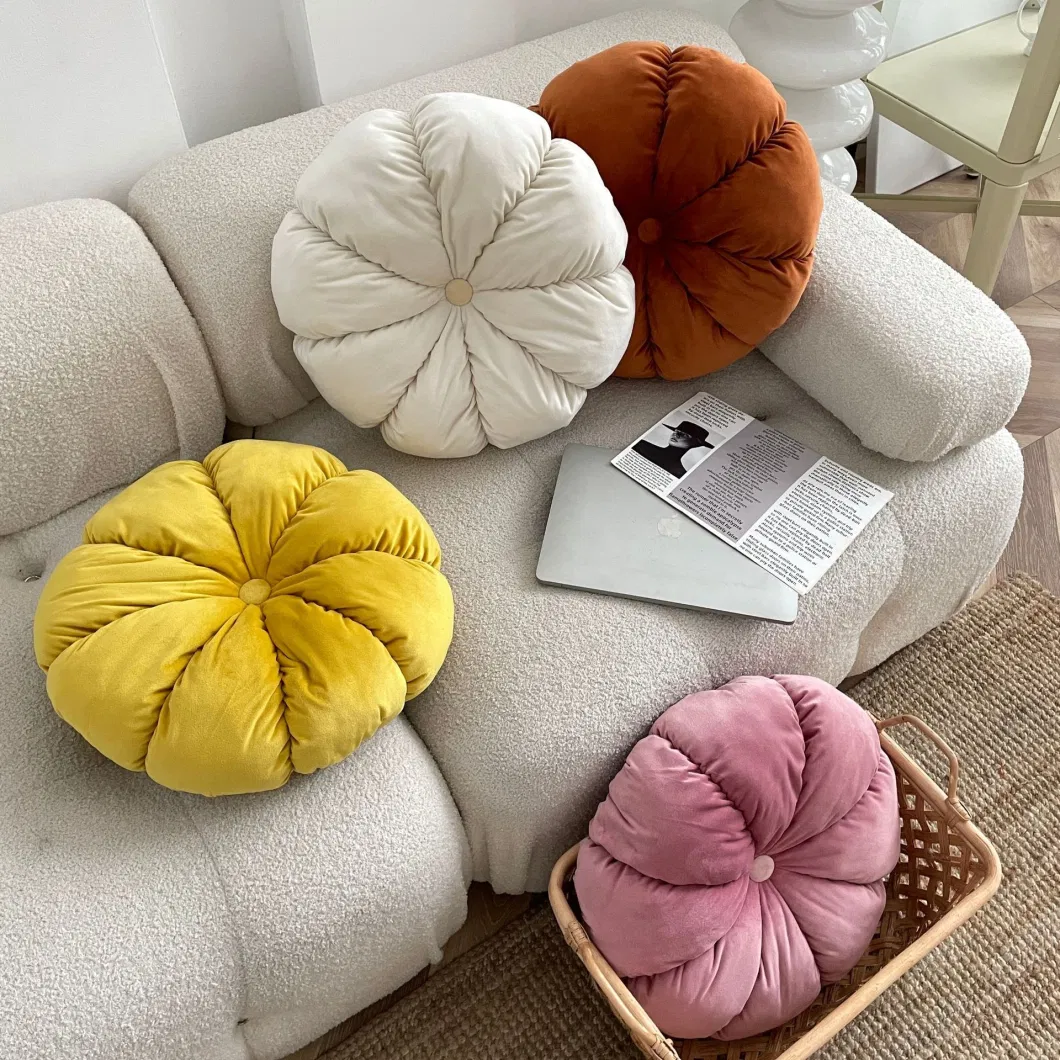 Handmade Pleated Sofa Cushion Velvet Pumpkin Cushion Futon Office Chair Cushion Bay Window Pillow