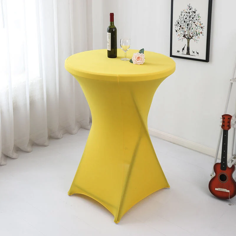 Round Fitted Stretch Cocktail Spandex Bistro Cocktail Bar Table Cover with Top Cover Stretch Tablecloths for Wedding Party Table Cover