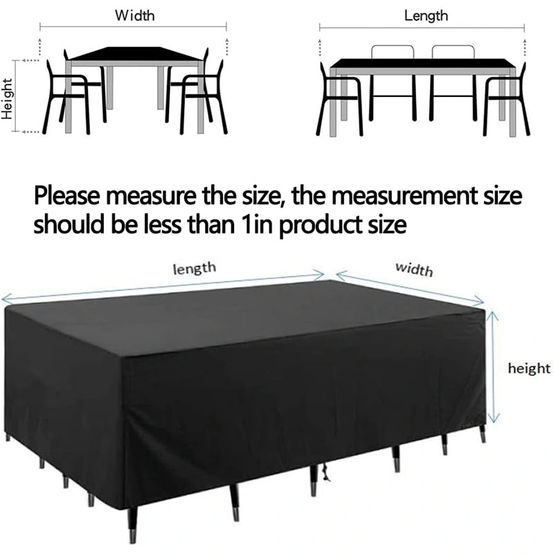 Waterproof Black Rectangular Outdoor Terrace Table Cover 162.6X 114.3X 71.1cm for Picnic Coffee Sofas Furniture Accessories