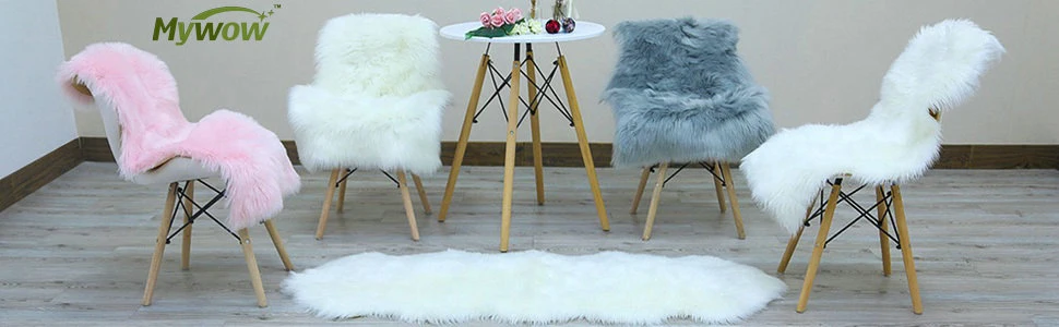 Luxury Chair Cover Seat Cushion Pad Plush Faux Fur Area Rugs for Home Decor