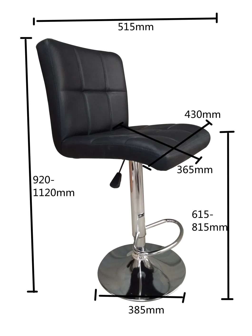 Modern Design Soft PU Leather Swivel Adjustable Height Footrest Bar Stool Chair