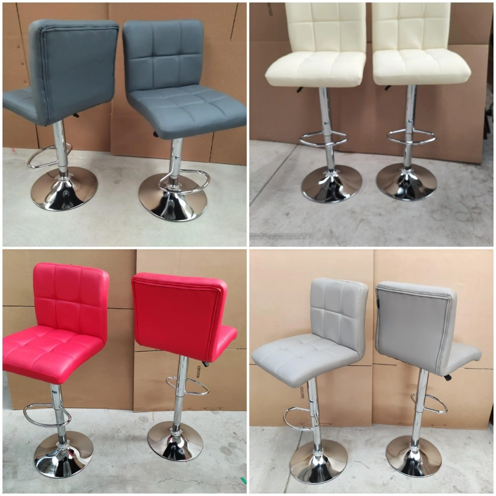 Modern Design Soft PU Leather Swivel Adjustable Height Footrest Bar Stool Chair