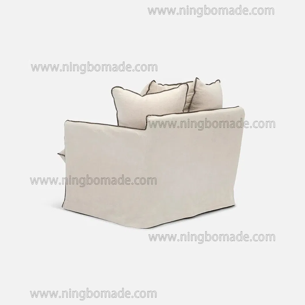 Contemporary Design Model Furniture Warm White Linen Single Sofa