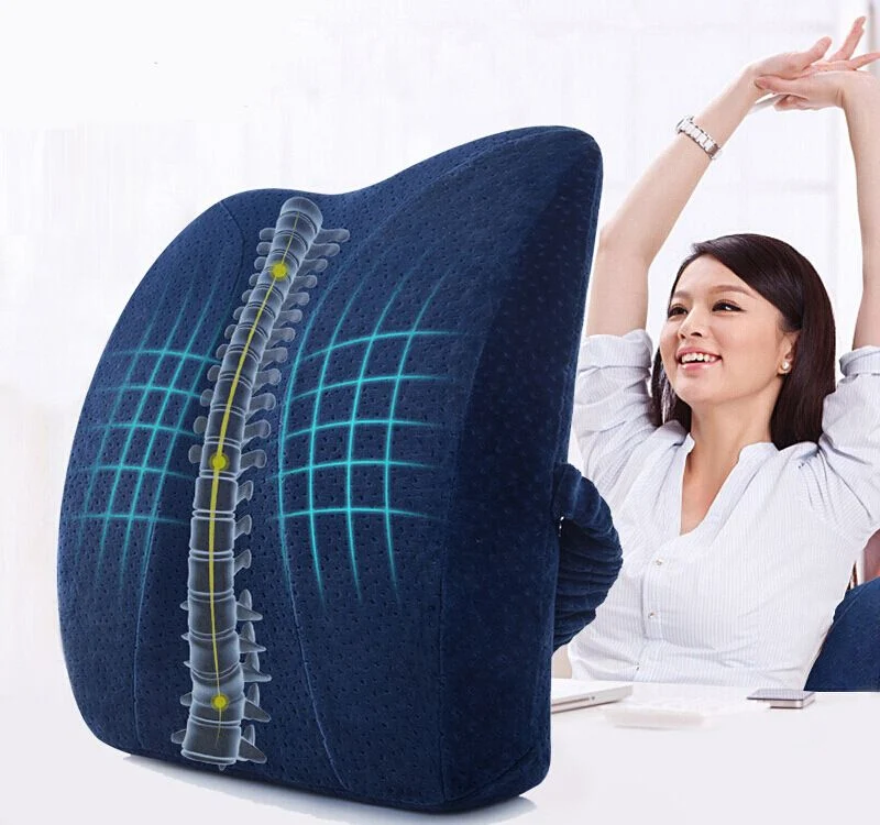 Memory Foam Pillow Office Chair Cushion Velvet Fabric Cover Back Support Cushions