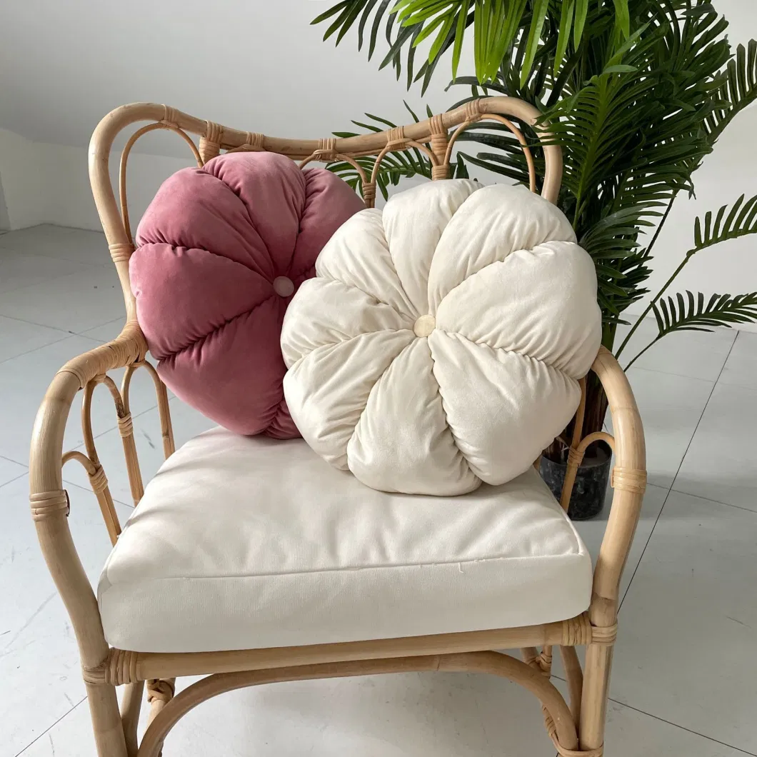 Handmade Pleated Sofa Cushion Velvet Pumpkin Cushion Futon Office Chair Cushion Bay Window Pillow