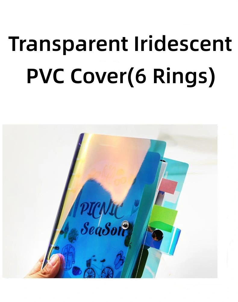 A5 Size Iridescent PVC Covers for Loose-Leaf Journal Note Book Notebook Diary Wholesale Stationery 6 Rings Binder Case, Binder Cover (without inner pages)