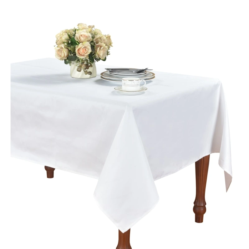 White Polyester Wedding Chair Cover and Banquet Tablecloth