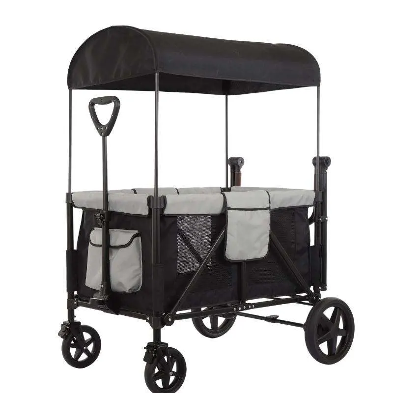 Custom Outdoor Camping Luxury Large Capacity Multifunctional Folding Baby Stroller Wagon 4 Seat with Sunshade Cover